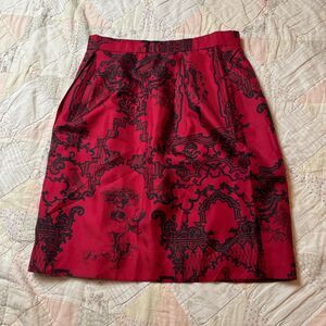 evan picone vintage 90s gothic vamp cherub design mid length silk skirt small
